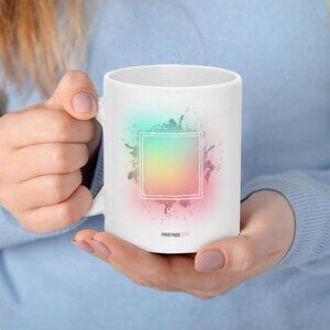 White Gradient Square Accent Coffee Mug